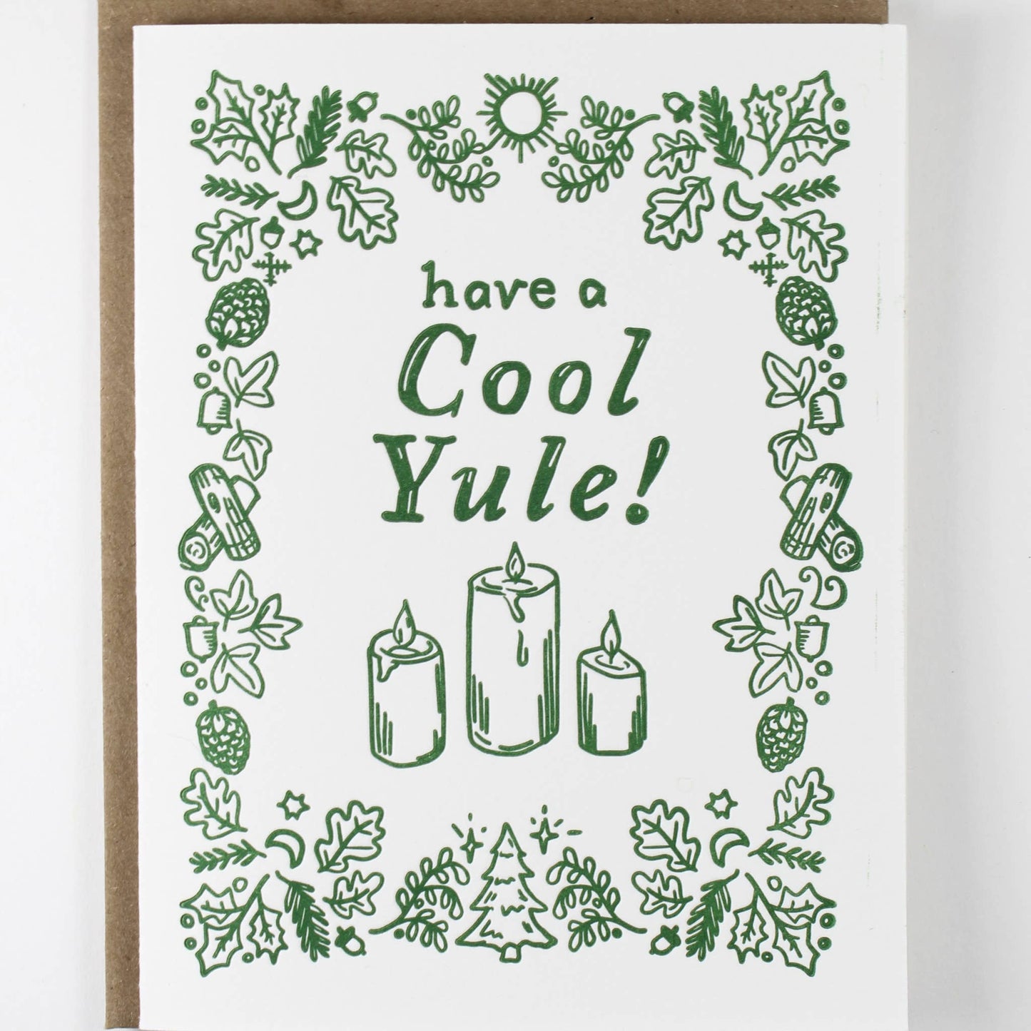 Cool Yule letterpress card Christmas greeting