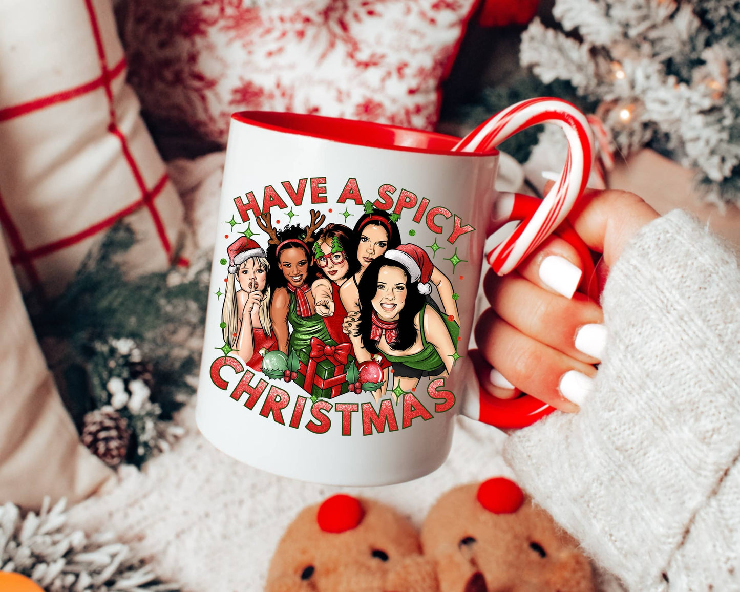 Have a Spicy Christmas Mug with Red Handle 15oz