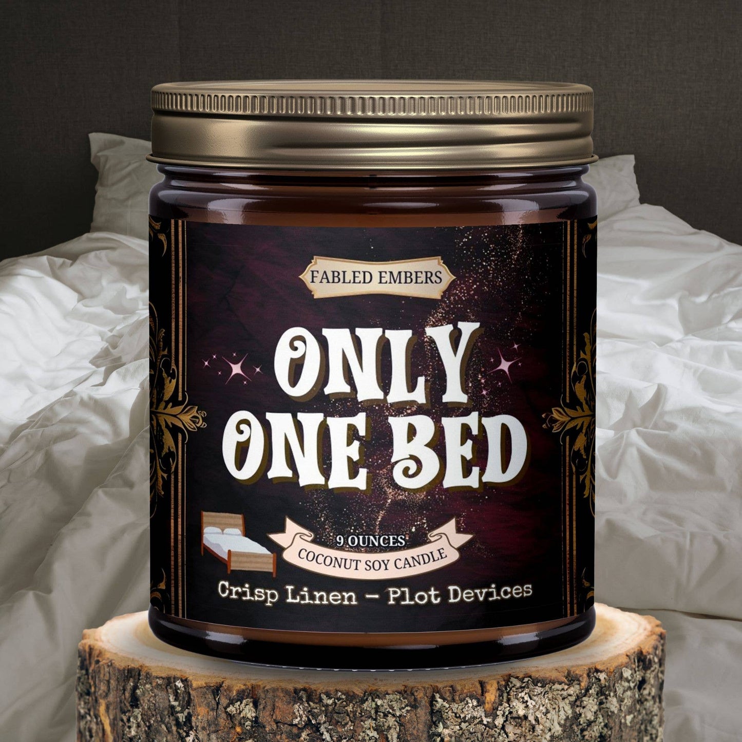 ONLY ONE BED (oh nooo) Book Trope Candle - humorous