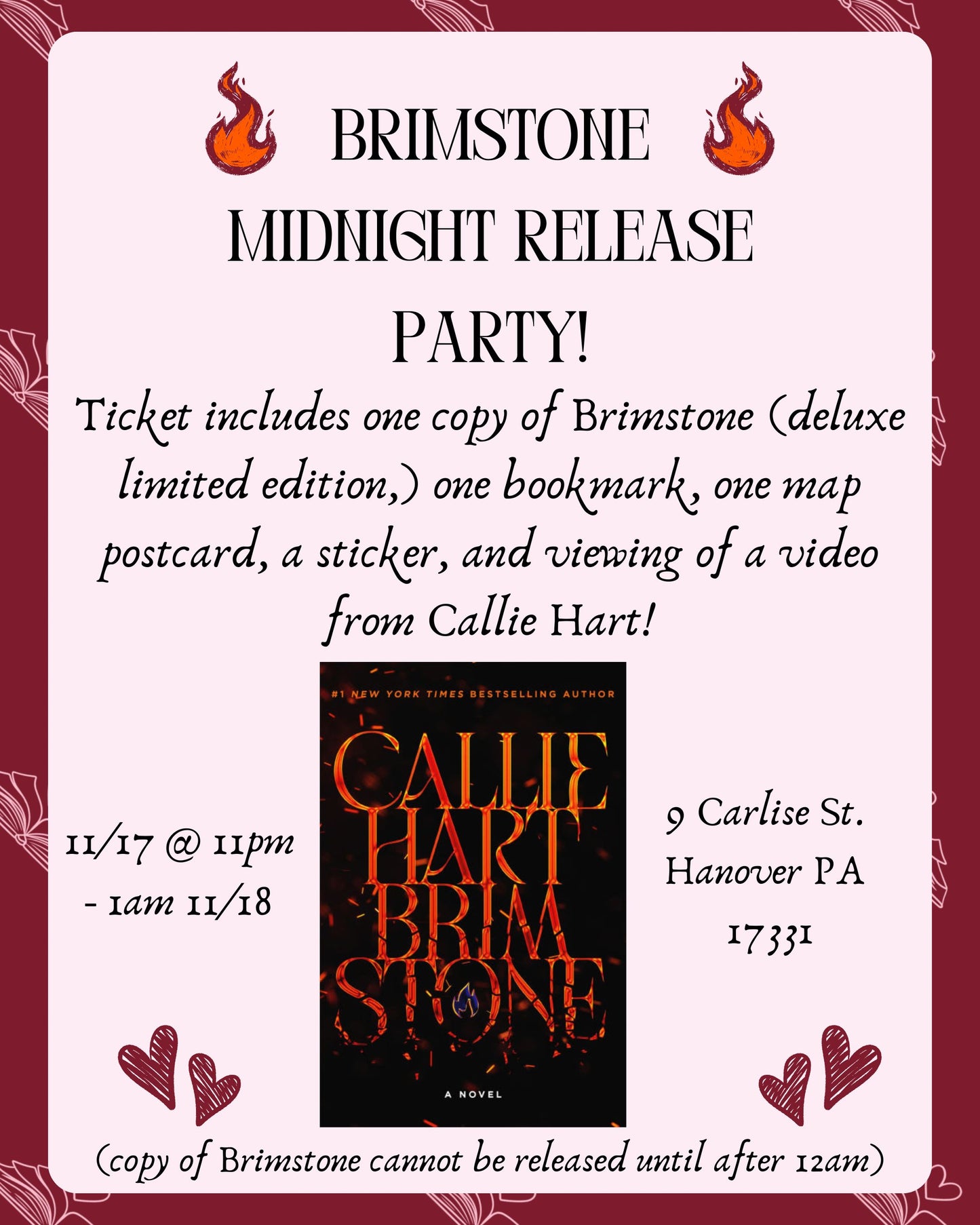 Brimstone Midnight Release Party! (Book Included)