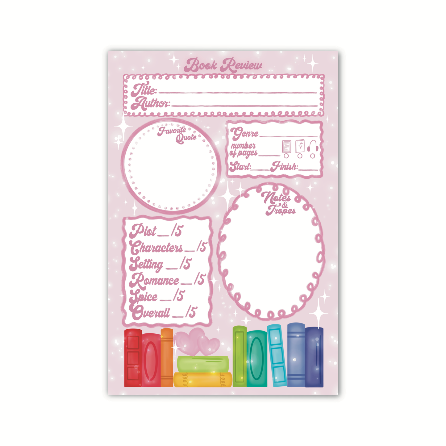 4x6 Book Review Post-it Notepad | Rainbow