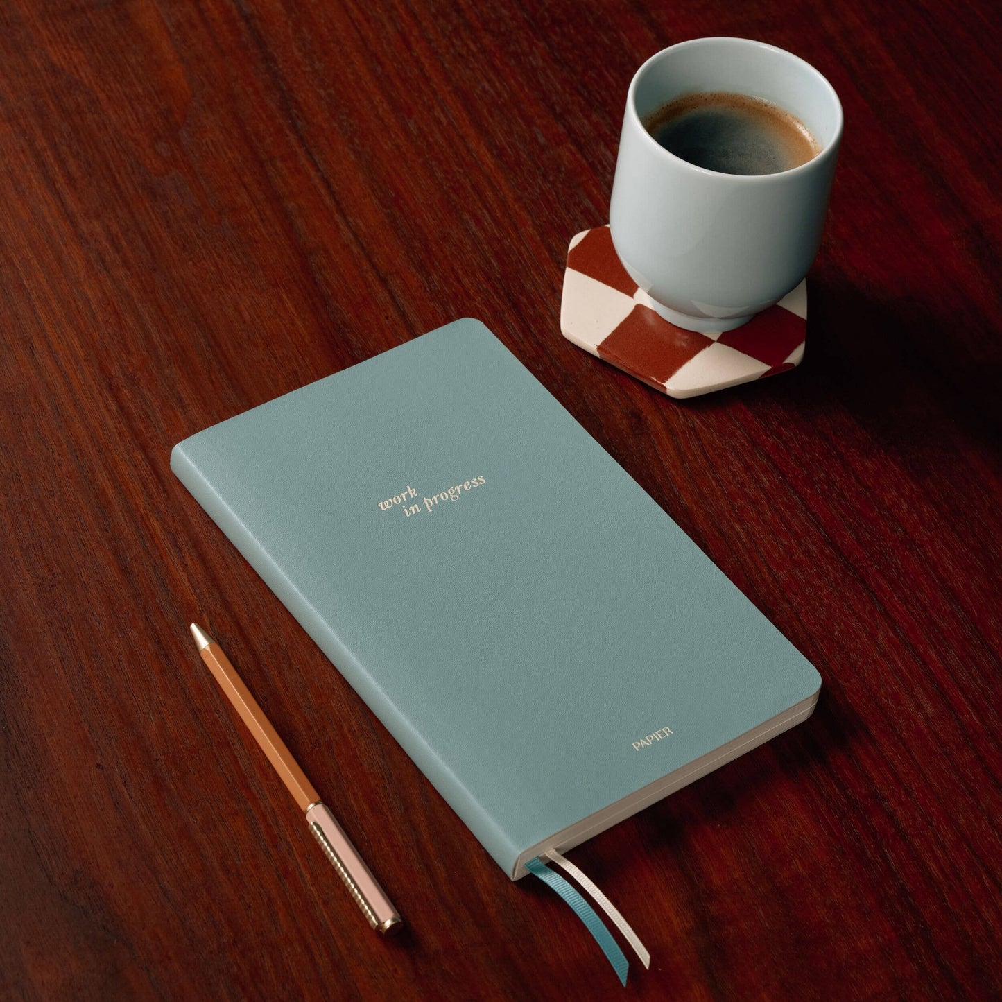 Lined Notebook, A5 Softcover, PU Leather - Work in Progress