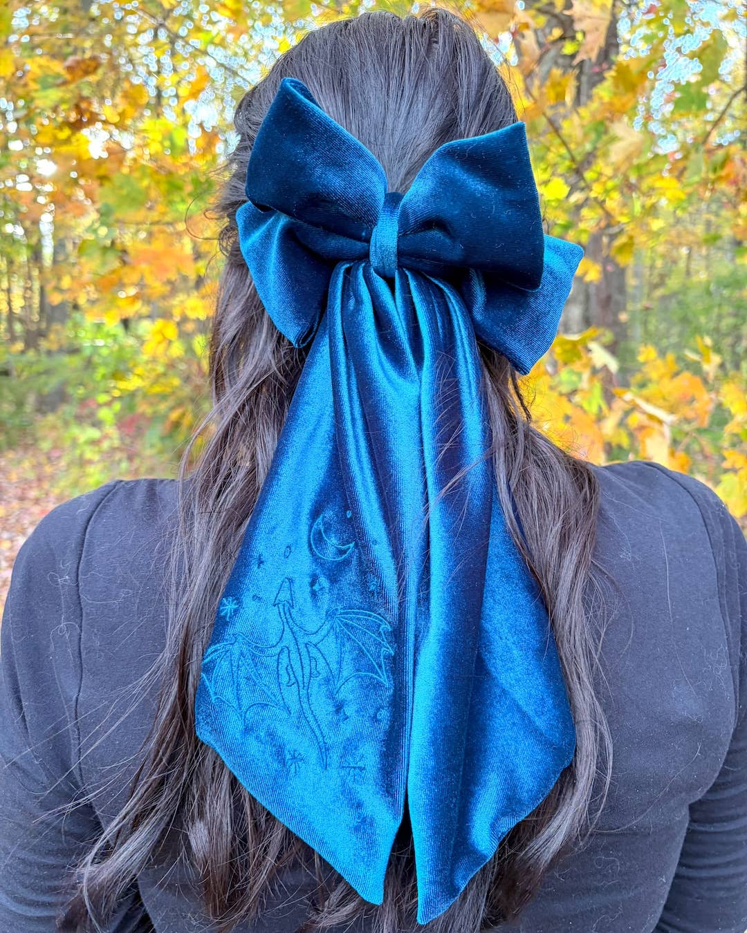 Celestial Dragon Velvet Bow | Bookish Hair Accessory