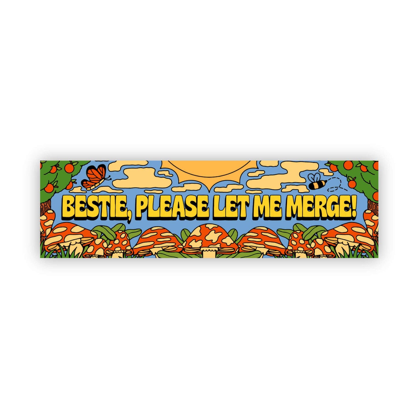 Bestie, Please Let Me Merge! Large Sticker, Bumper Sticker