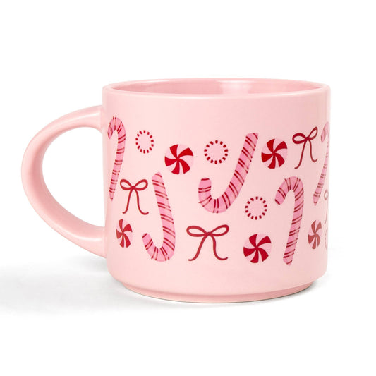Peppermint Candy Canes Large Ceramic Christmas Mug