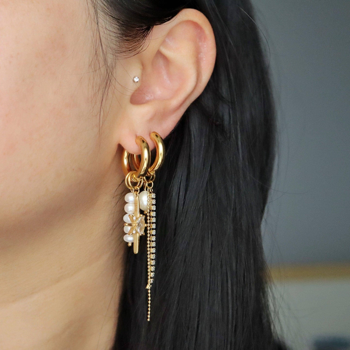 Lucia Hoops | Dangle Charm Hoops