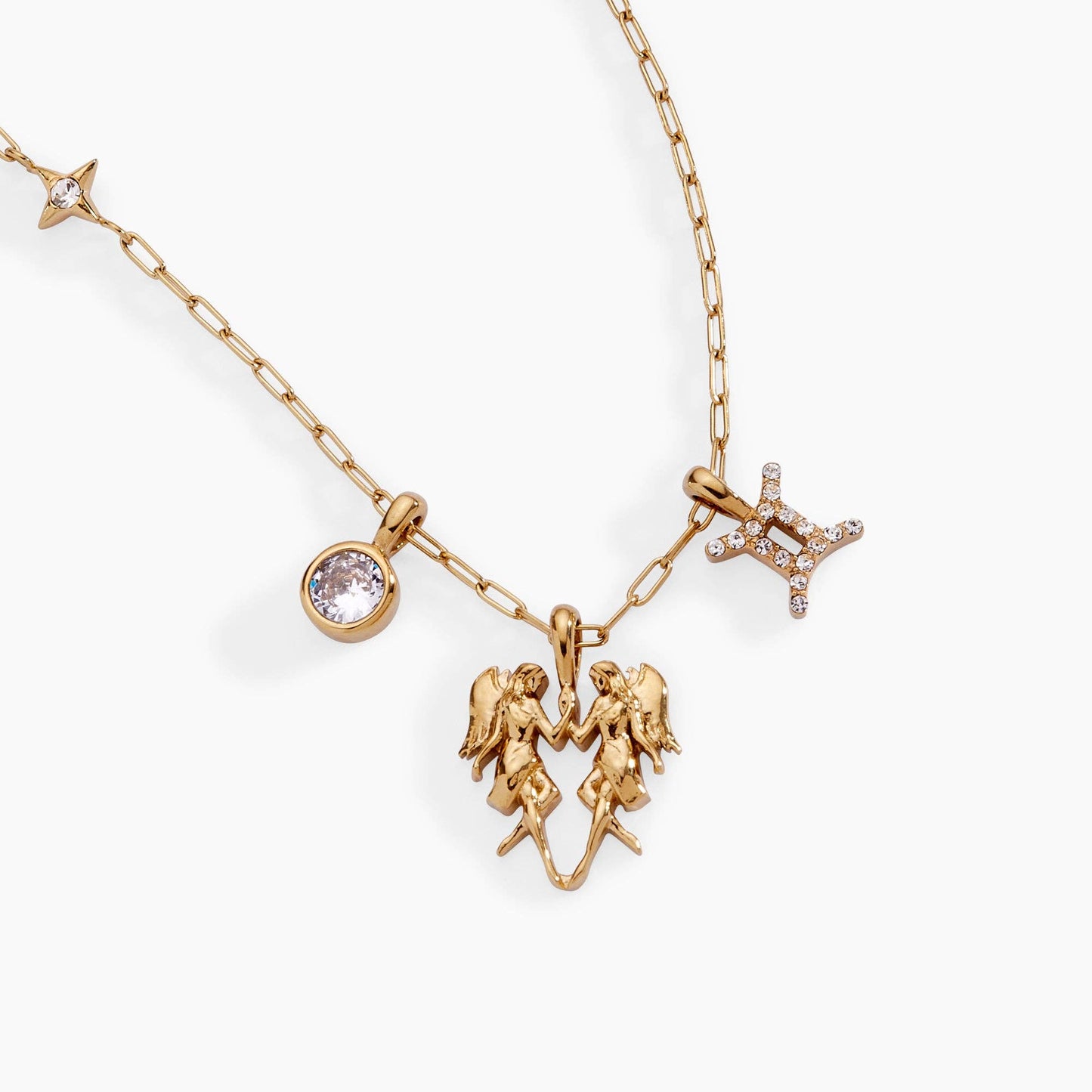 Gemini Zodiac Charm Cluster Necklace