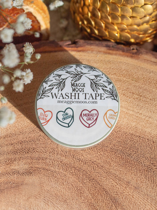 Book Trope Hearts Washi Tape | Fantasy Reader Stationery 