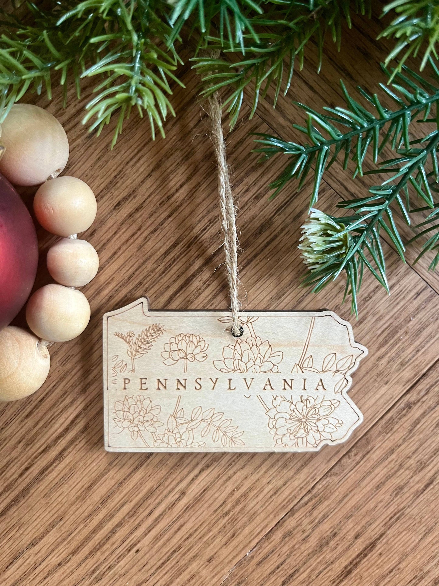 Pennsylvania Mountain laurel flower wooden Ornament