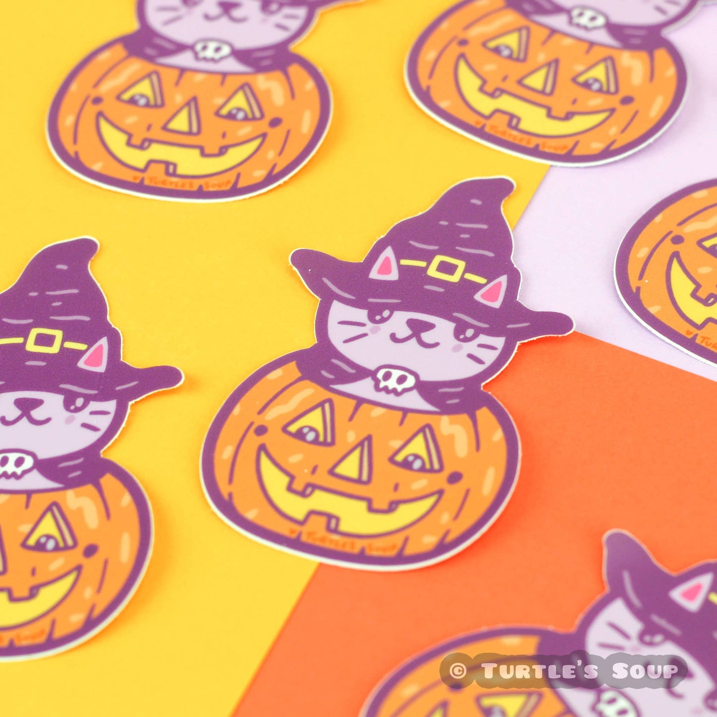 Pumpkin Kitty Autumn Orange Halloween Vinyl Sticker
