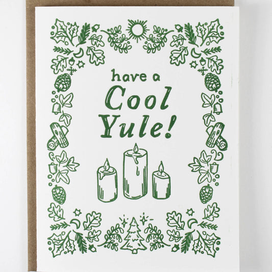 Cool Yule letterpress card Christmas greeting