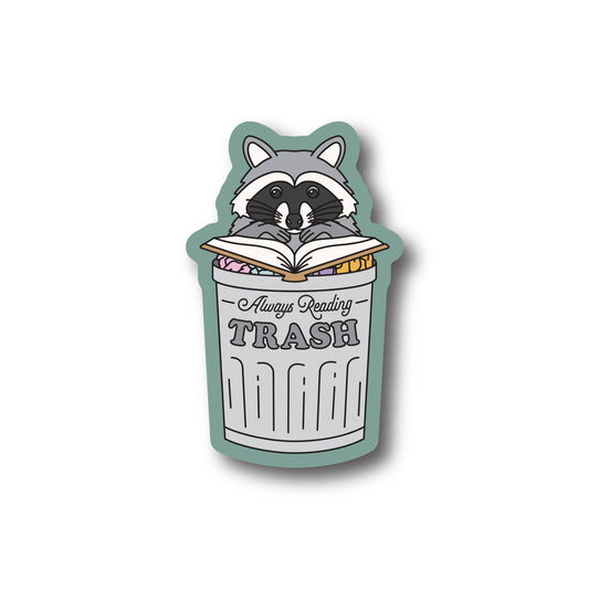 Always Reading Trash Raccoon Sticker