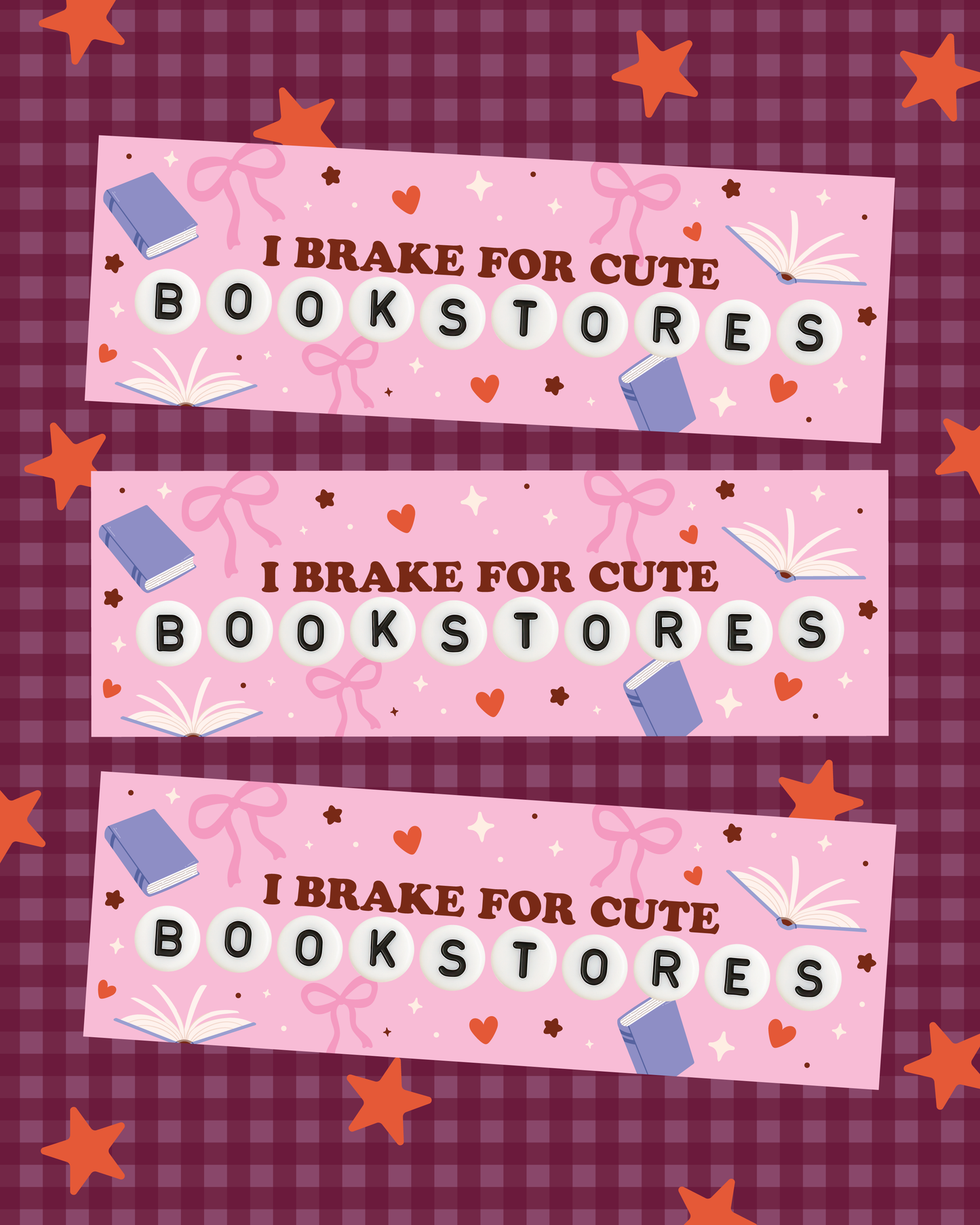 Pink Brake for Bookstores MAGNETIC Bumper Sticker