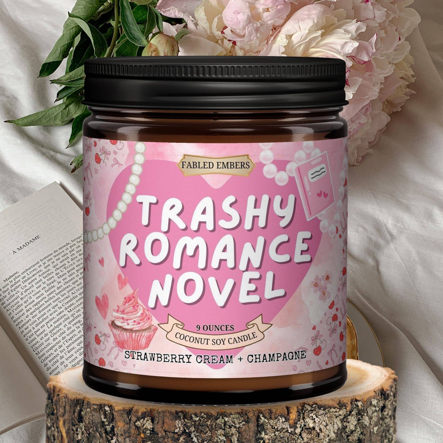 TRASHY ROMANCE NOVEL bookish 9oz Candle Coconut Soy