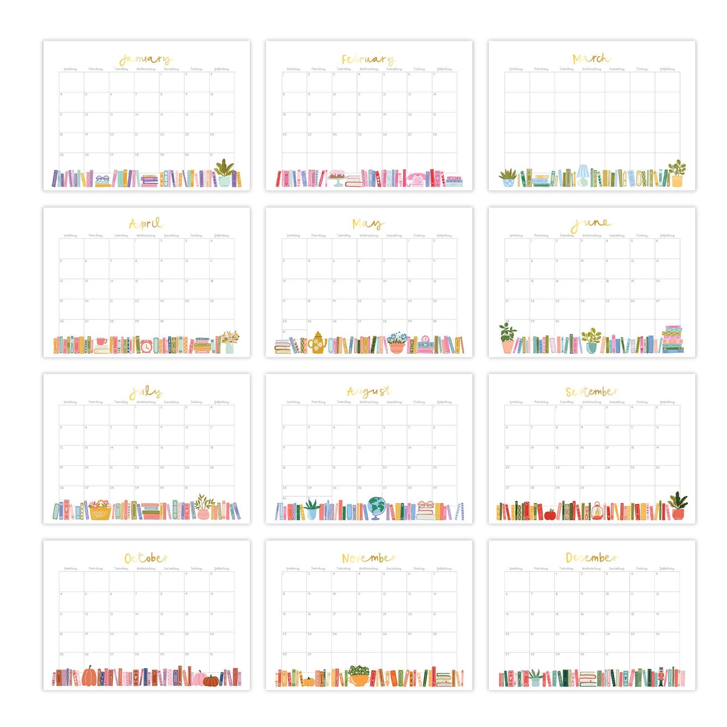 Book Lover's 2026 Spiral Hanging Wall Calendar