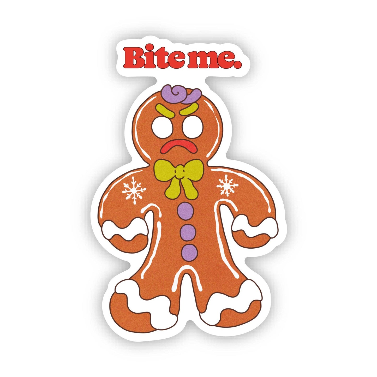 Bite Me Angry Gingerbread Man Sticker