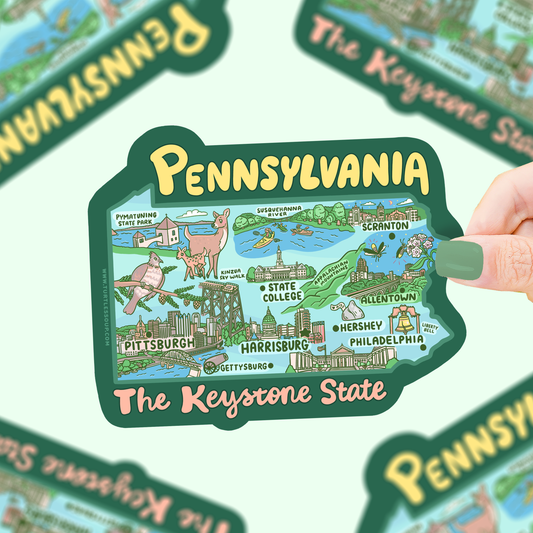 Pennsylvania Map Art Keystone State Car Decal Vinyl Sticker