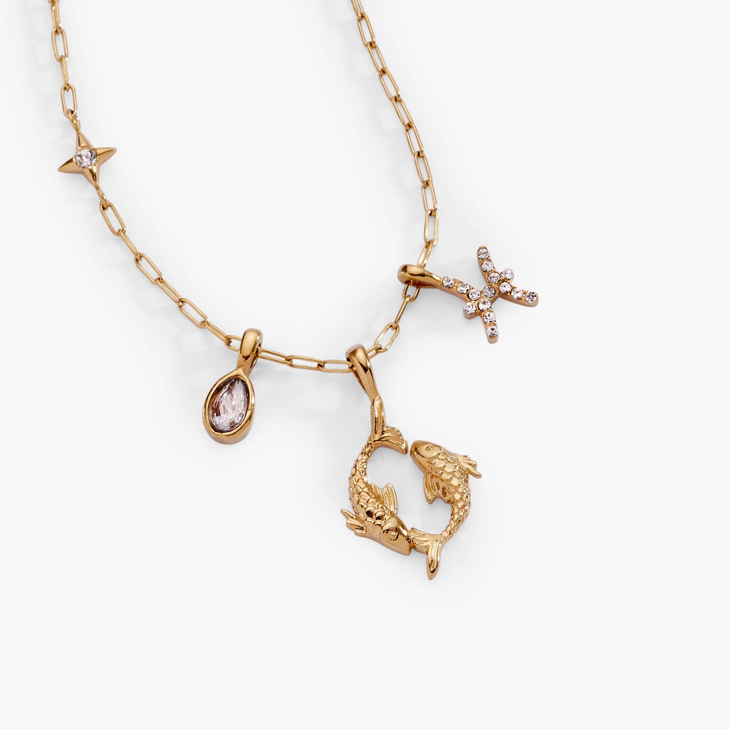 Pisces Zodiac Charm Cluster Necklace