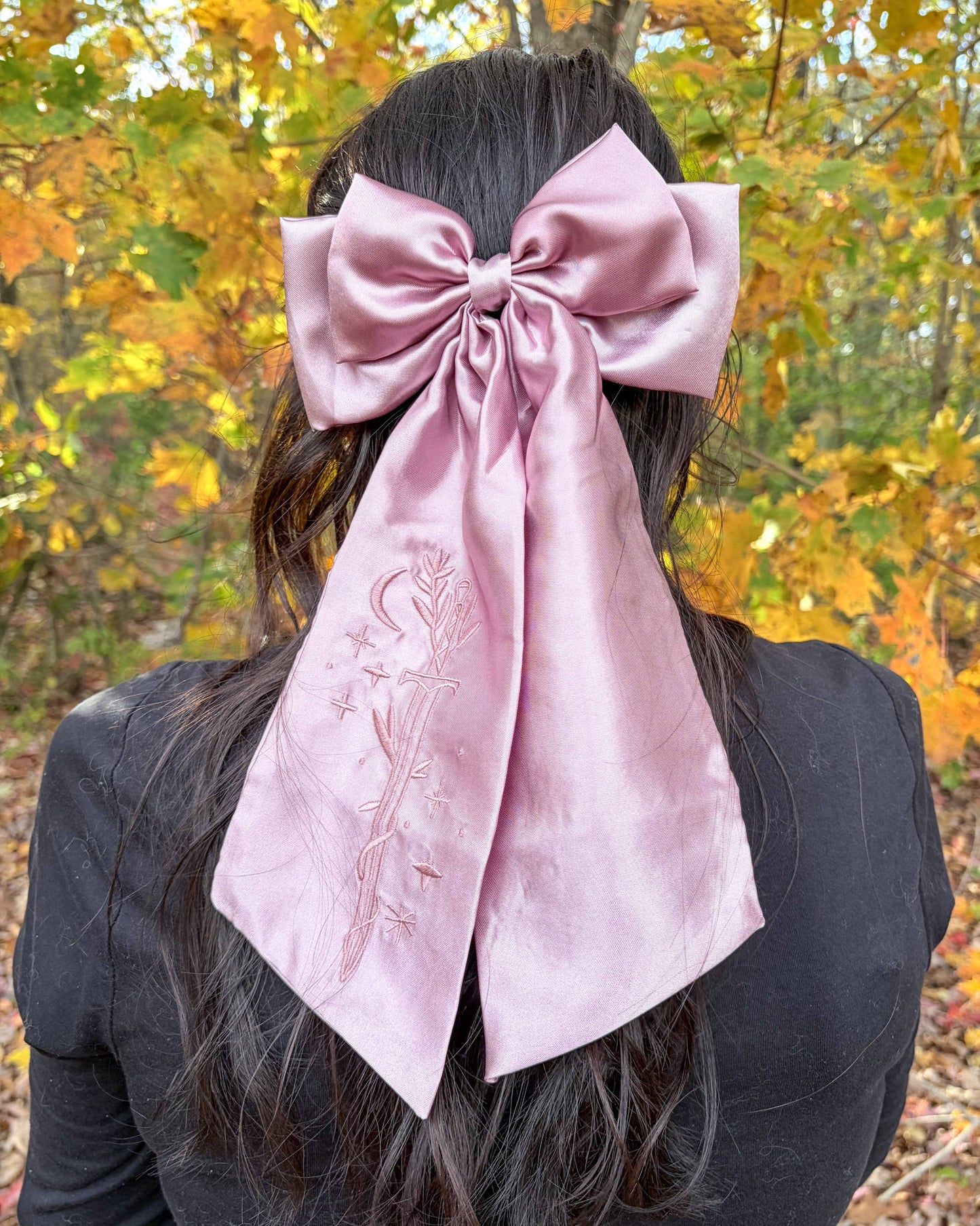 Sword Hair Bow Clip | Embroidered Bookish Satin Bow