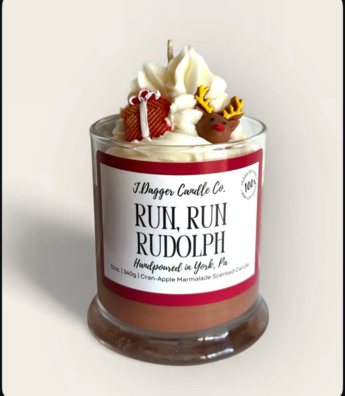 Reindeer Holiday Dessert Soy Candle, 12oz.