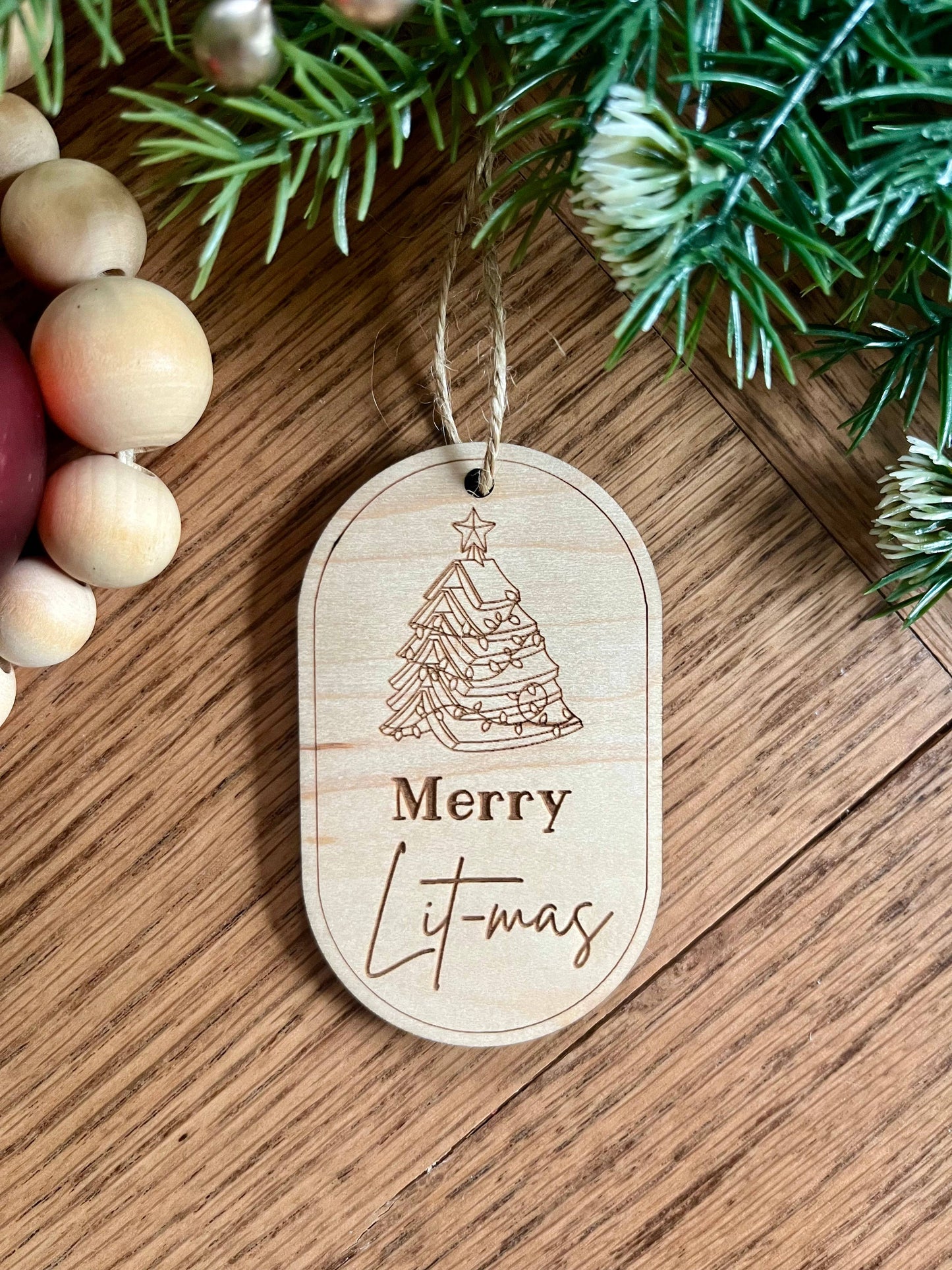 Merry Lit-mas Book lover bookish Christmas Ornament