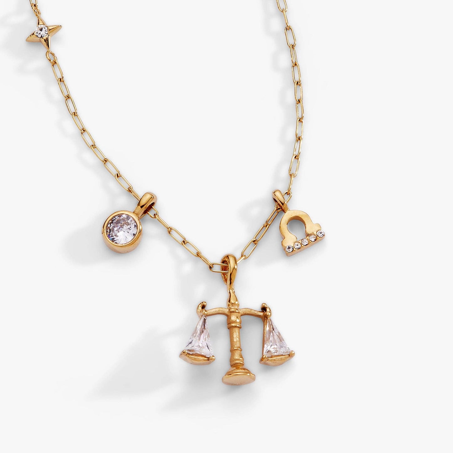 Libra Zodiac Charm Cluster Necklace