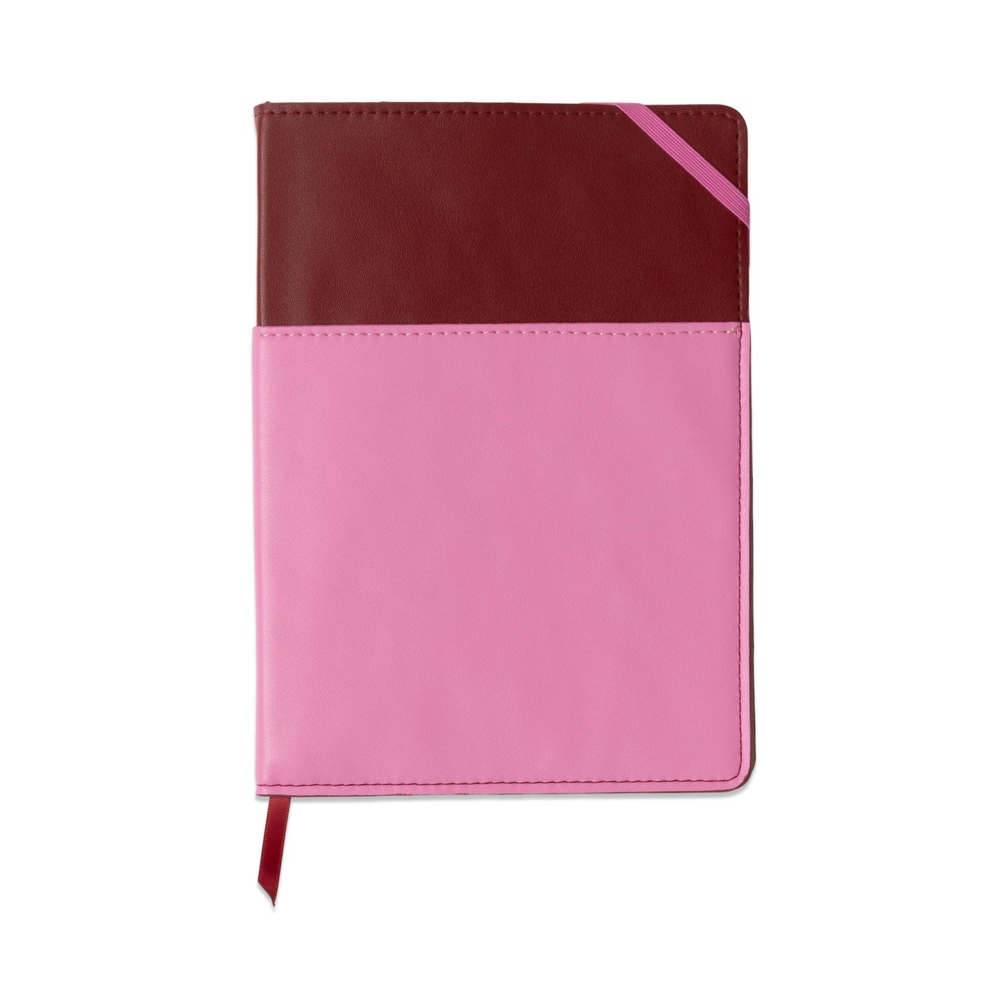 Vegan Leather Pocket Journal- Burgundy + Pink