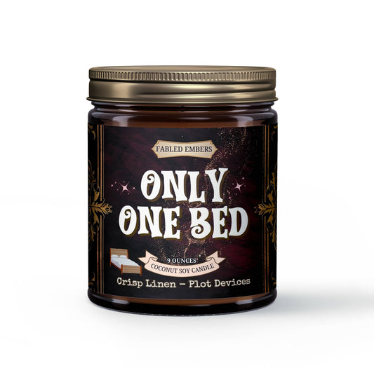 ONLY ONE BED (oh nooo) Book Trope Candle - humorous