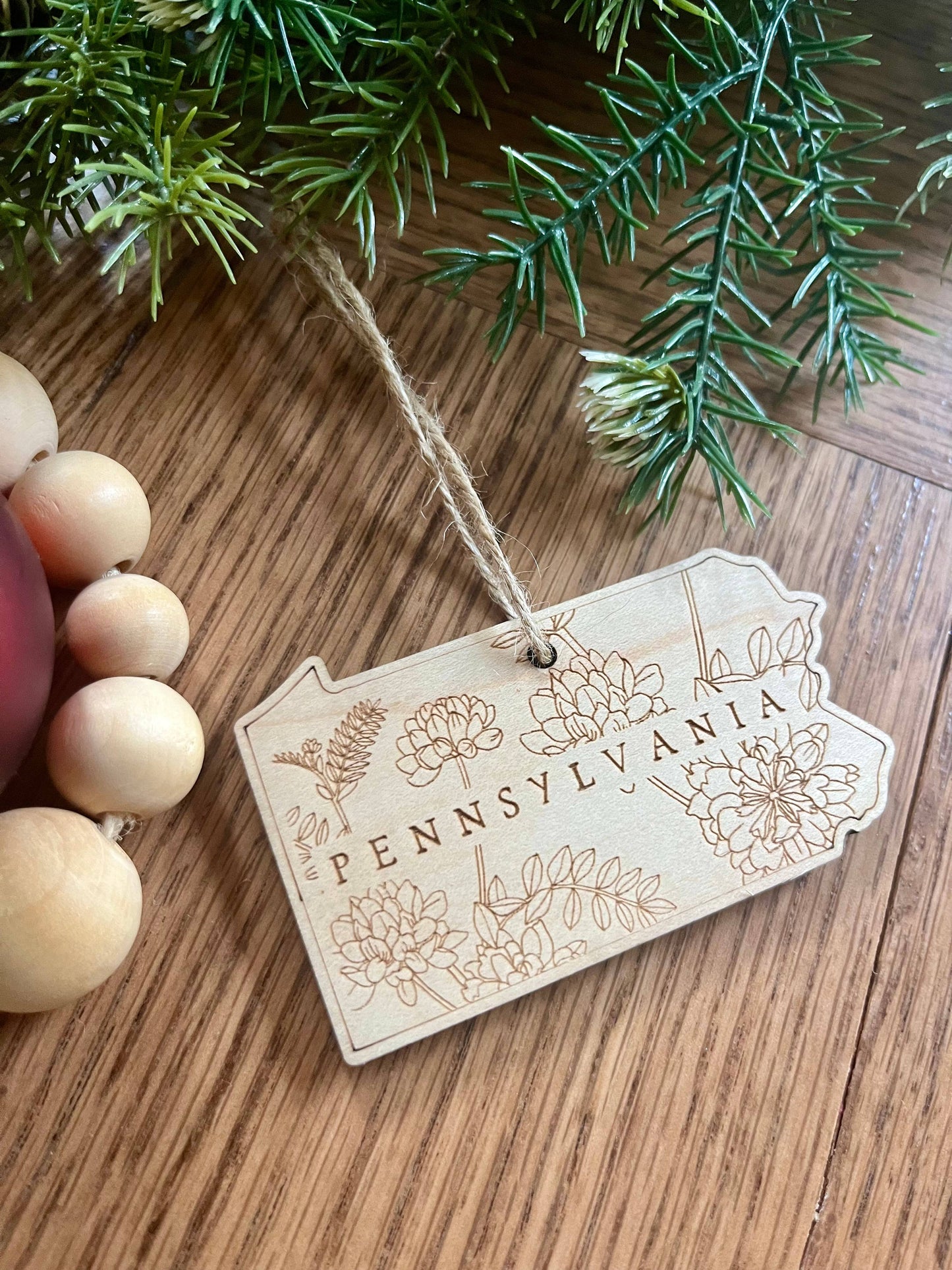 Pennsylvania Mountain laurel flower wooden Ornament