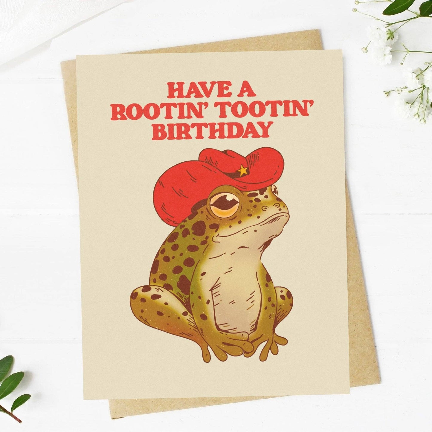 "Have a rootin' tootin' birthday" Cowboy Frog Birthday Card