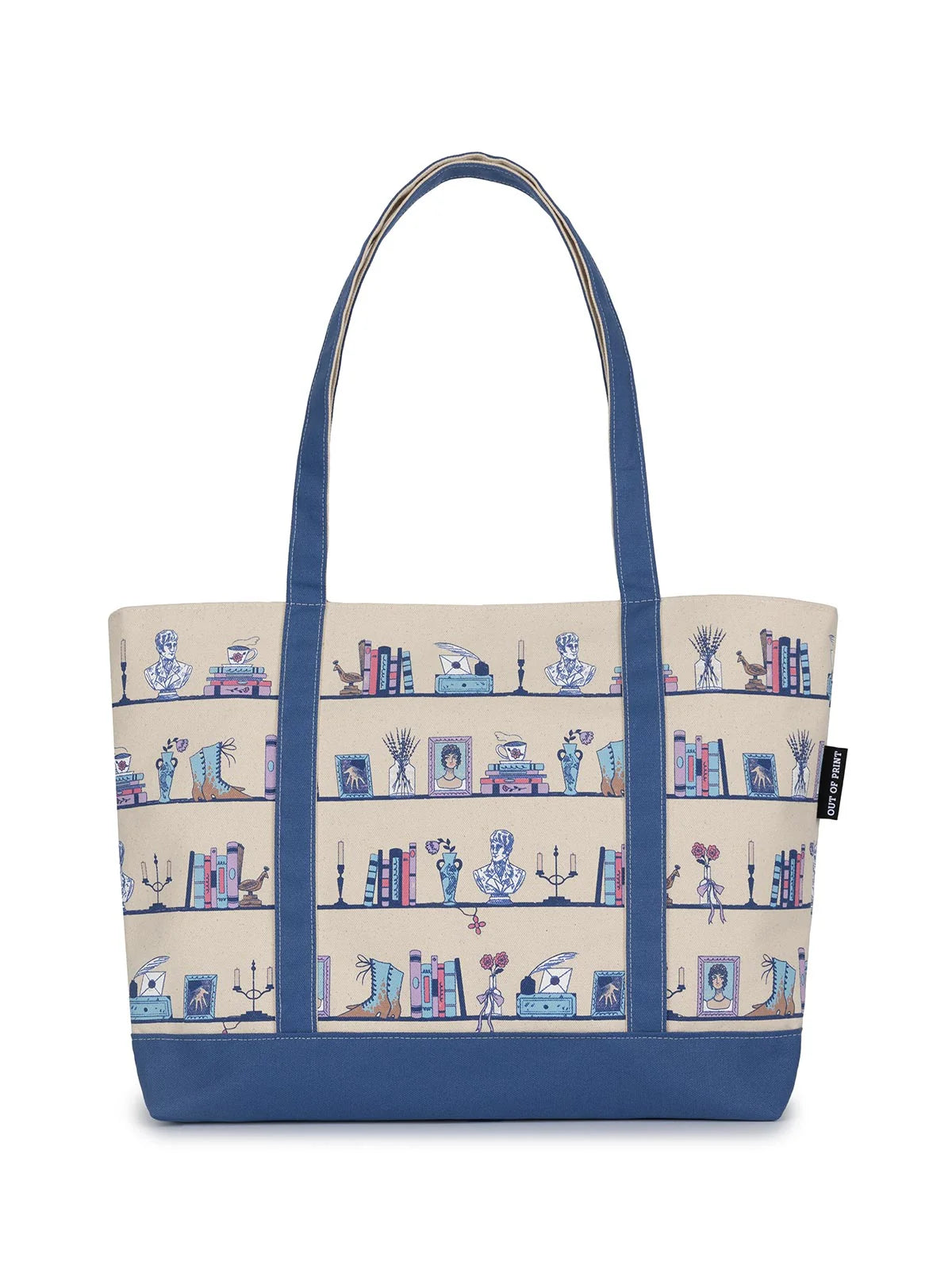 Pride and Prejudice Bookshelf large zippered tote