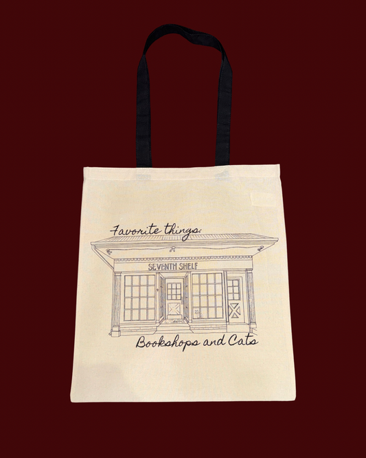 Bookshops and Cats tote bag