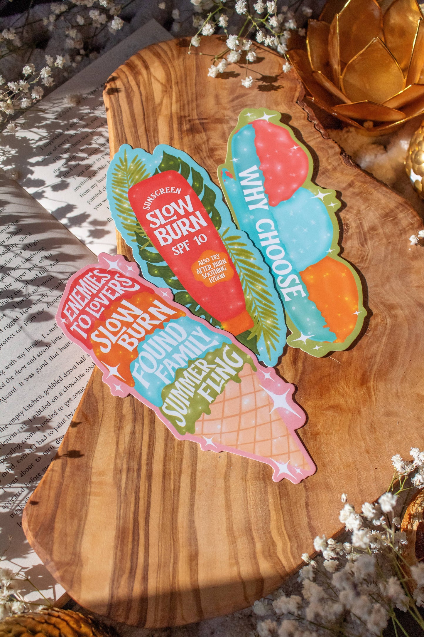Romance Trope Slow Burn Sunscreen Die-Cut Bookmark
