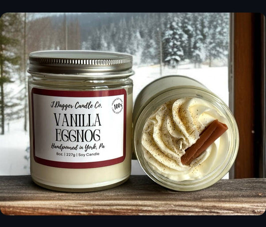 8oz. Vanilla Eggnog Holiday Dessert Soy Candle