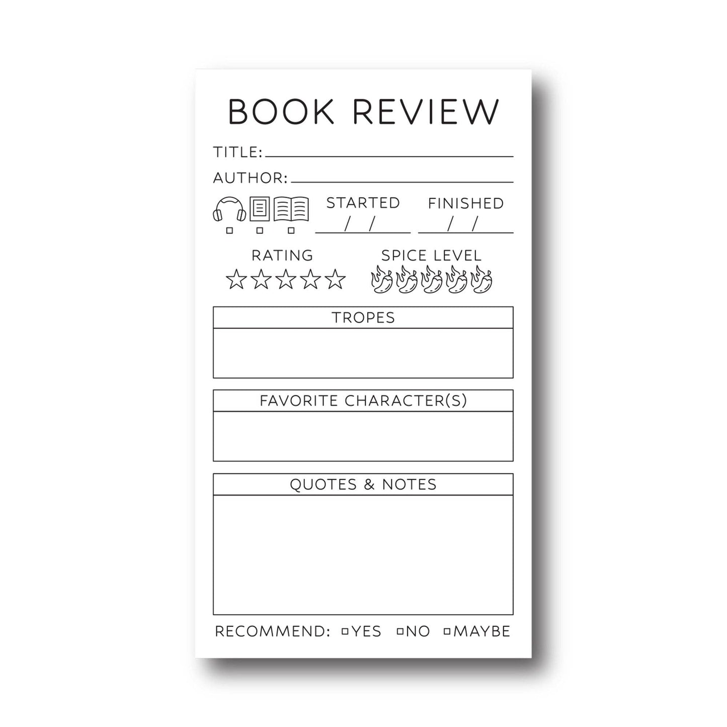 Book Review Notepad - Minimalist