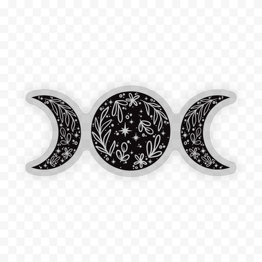 Triple Moon Goddess Floral | Vinyl Sticker