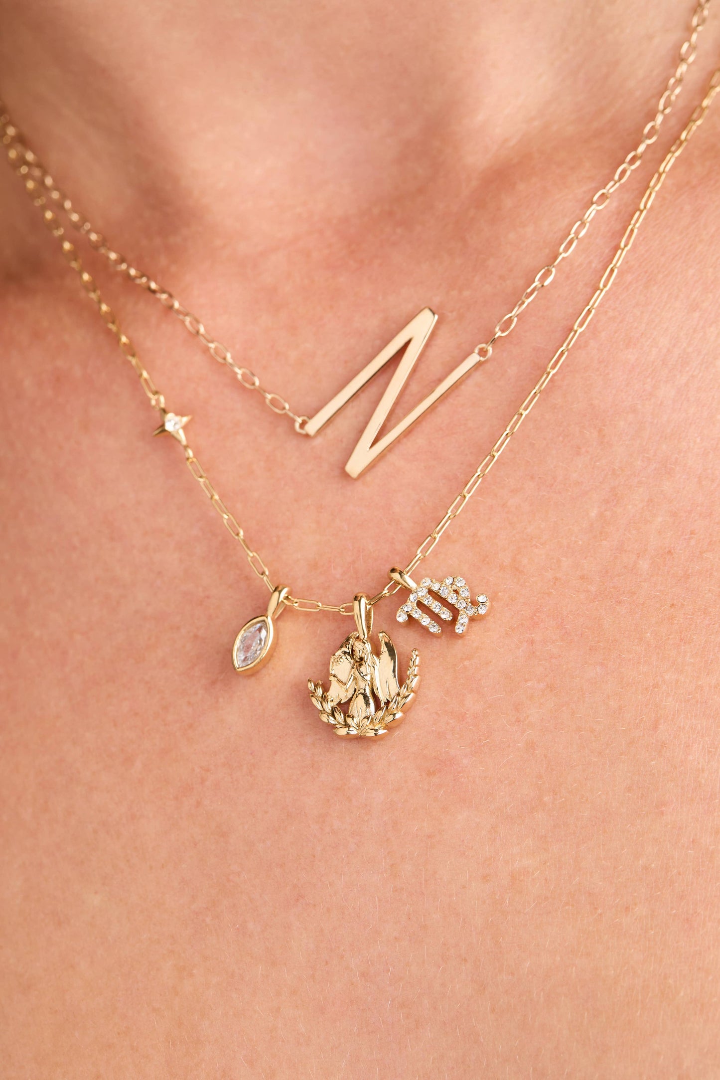 Virgo Zodiac Charm Cluster Necklace