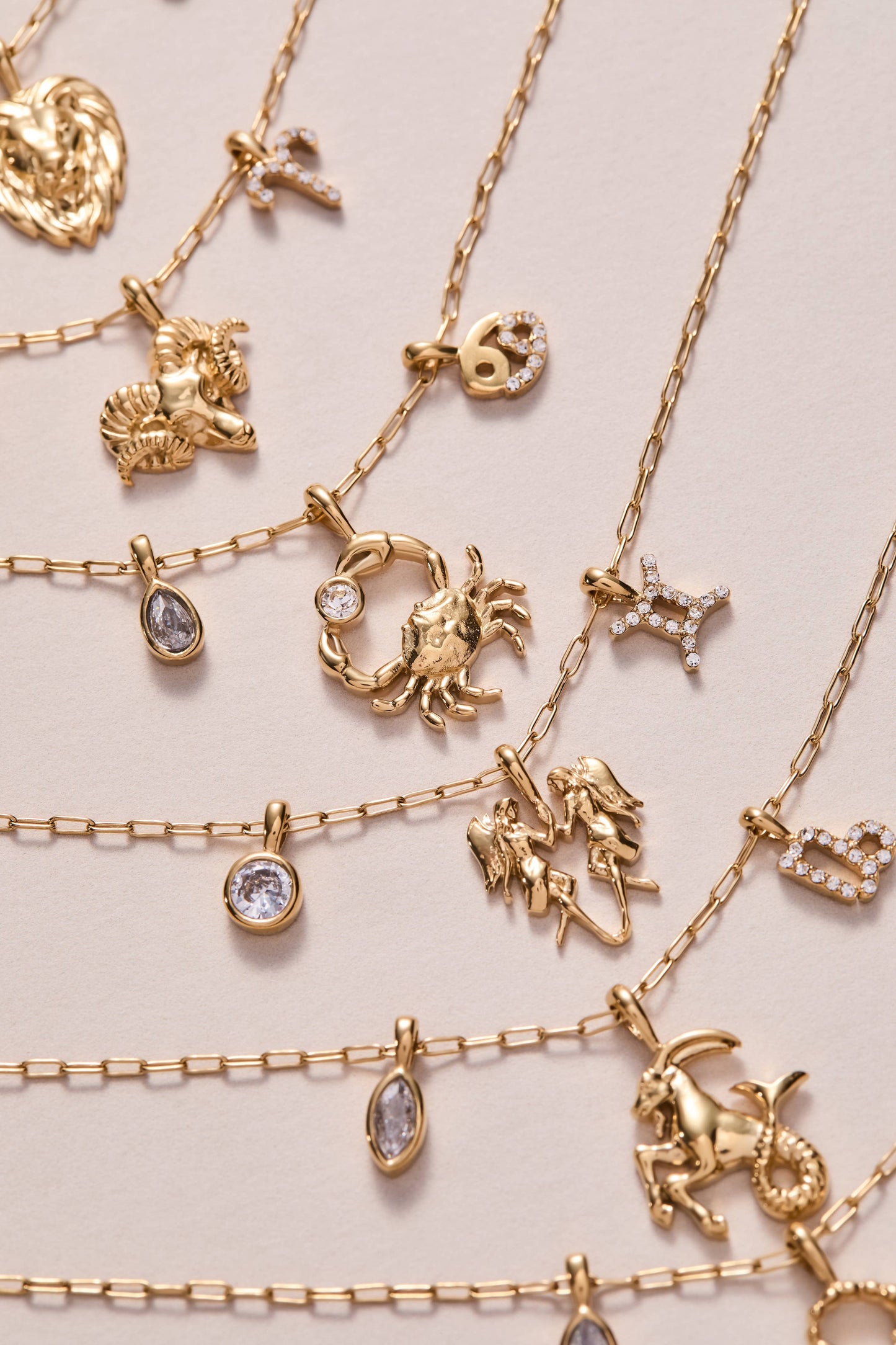 Aries Zodiac Charm Cluster Necklace