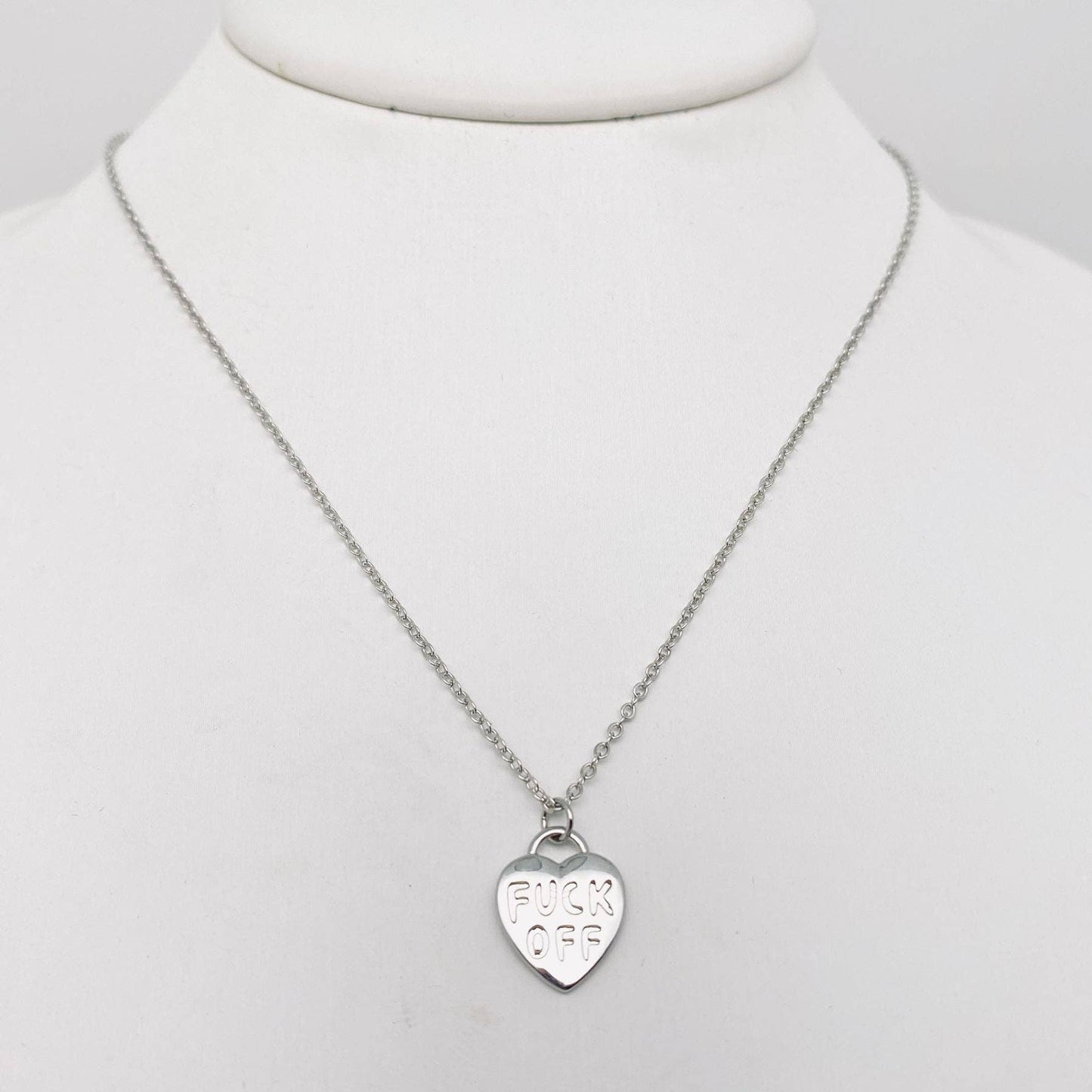 "FUCK OFF" Gold Plated Heart Pendant Necklace
