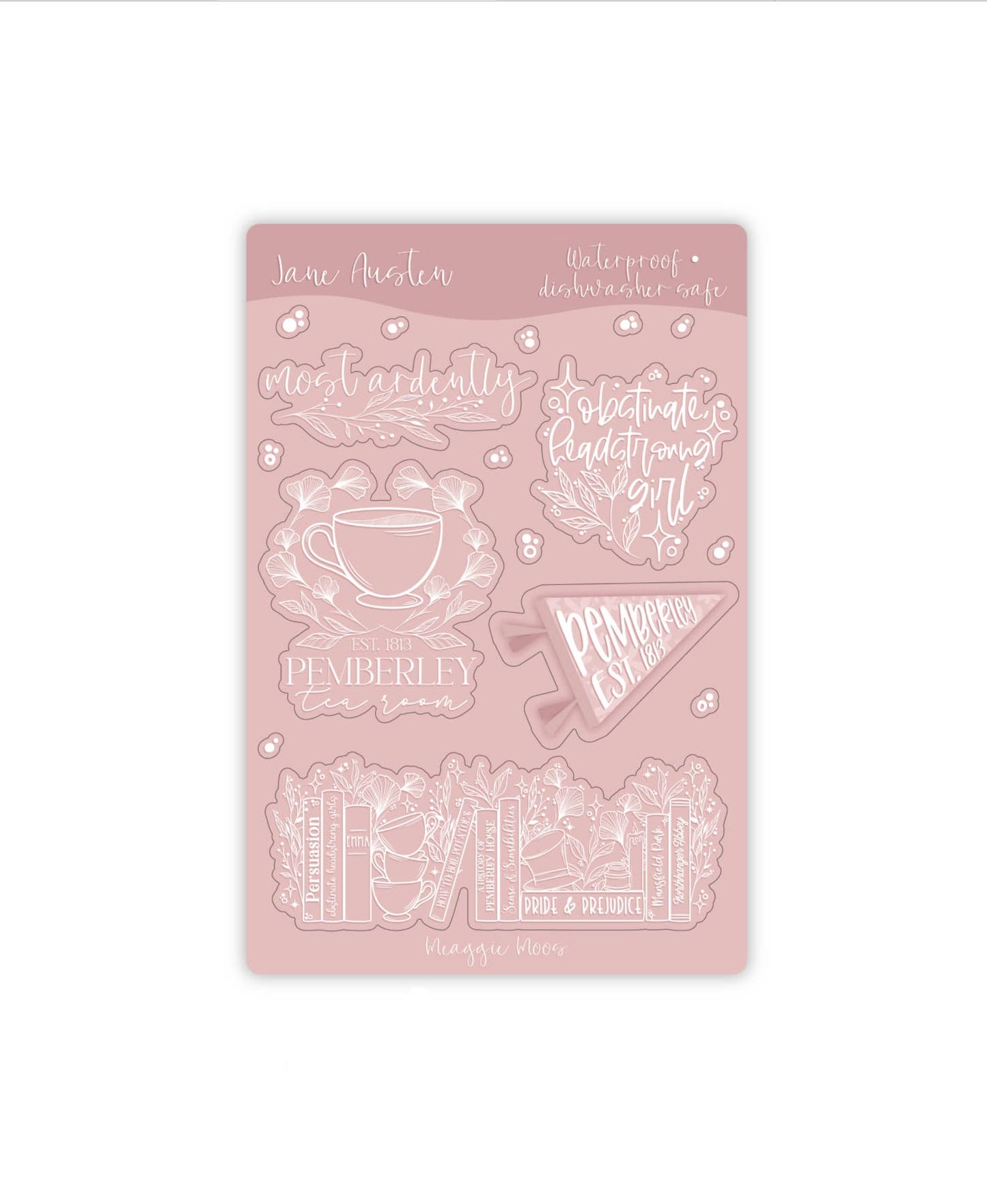 Jane Austen Vinyl Sticker Sheet | Pride and Prejudice 