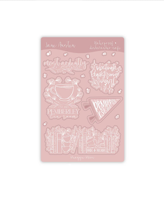Jane Austen Vinyl Sticker Sheet | Pride and Prejudice 