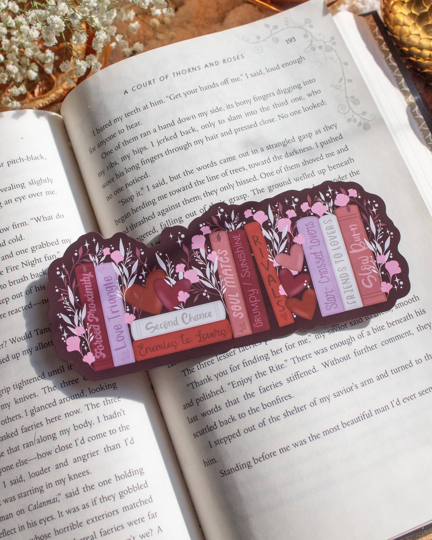 Romance Bookshelf Die-Cut Bookmark