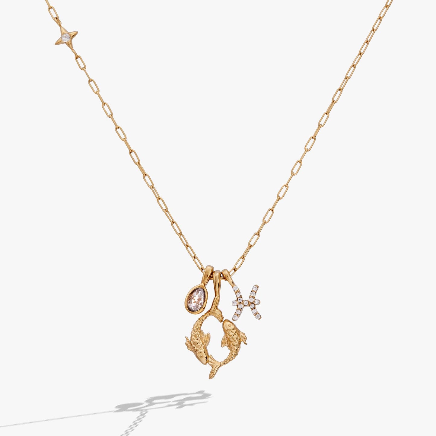 Pisces Zodiac Charm Cluster Necklace