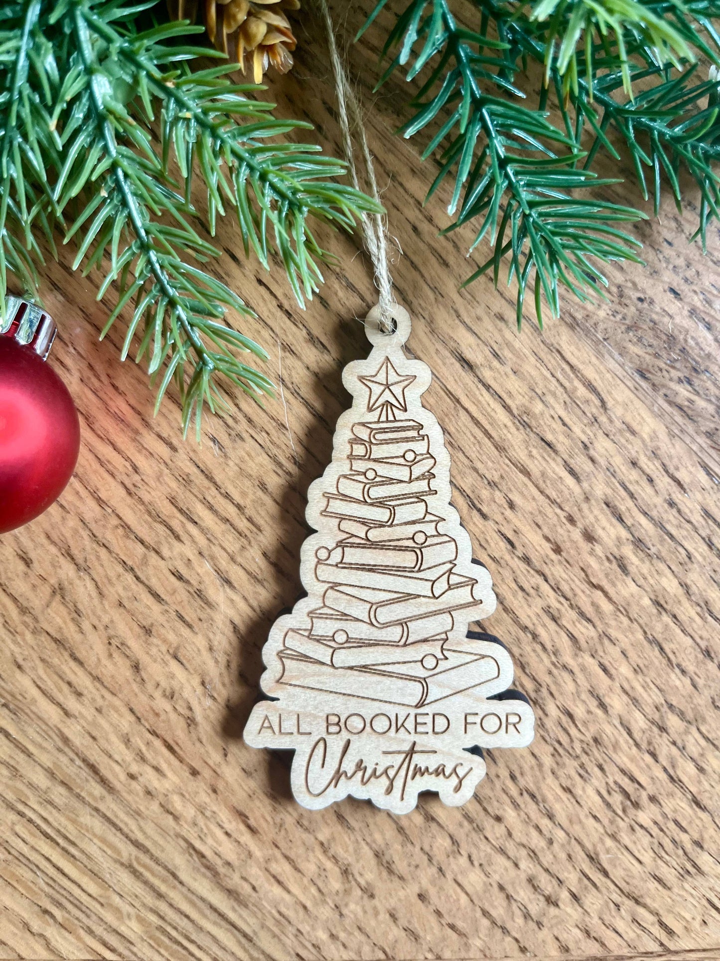All Booked Up Bookish  Christmas Ornament