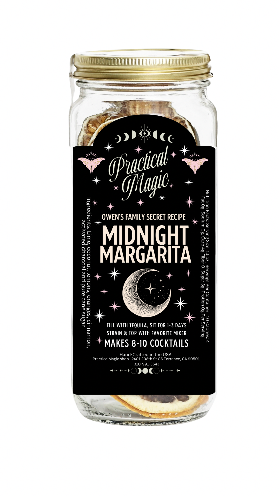 Midnight Margarita Craft Cocktail Infusion Drink Kit -Jar