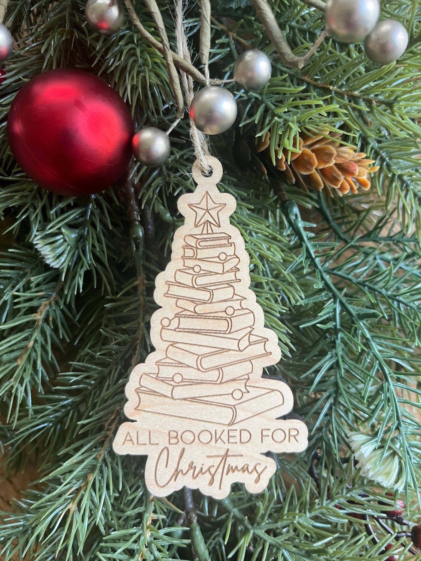 All Booked Up Bookish  Christmas Ornament