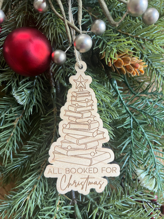 All Booked Up Bookish  Christmas Ornament